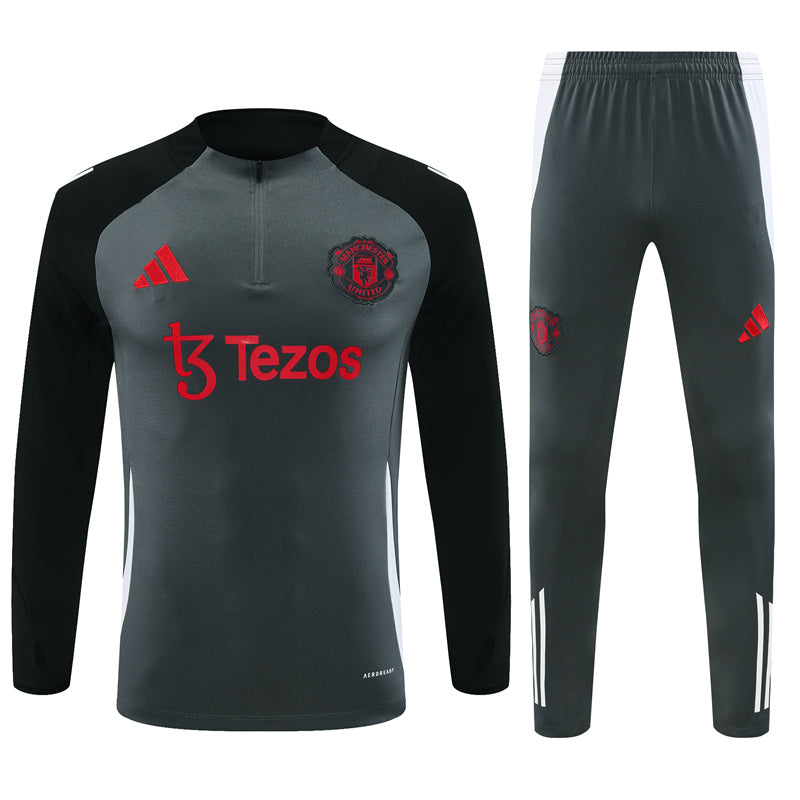 Survêtement Manchester United Tiro 24 Gris 1/4 Zip